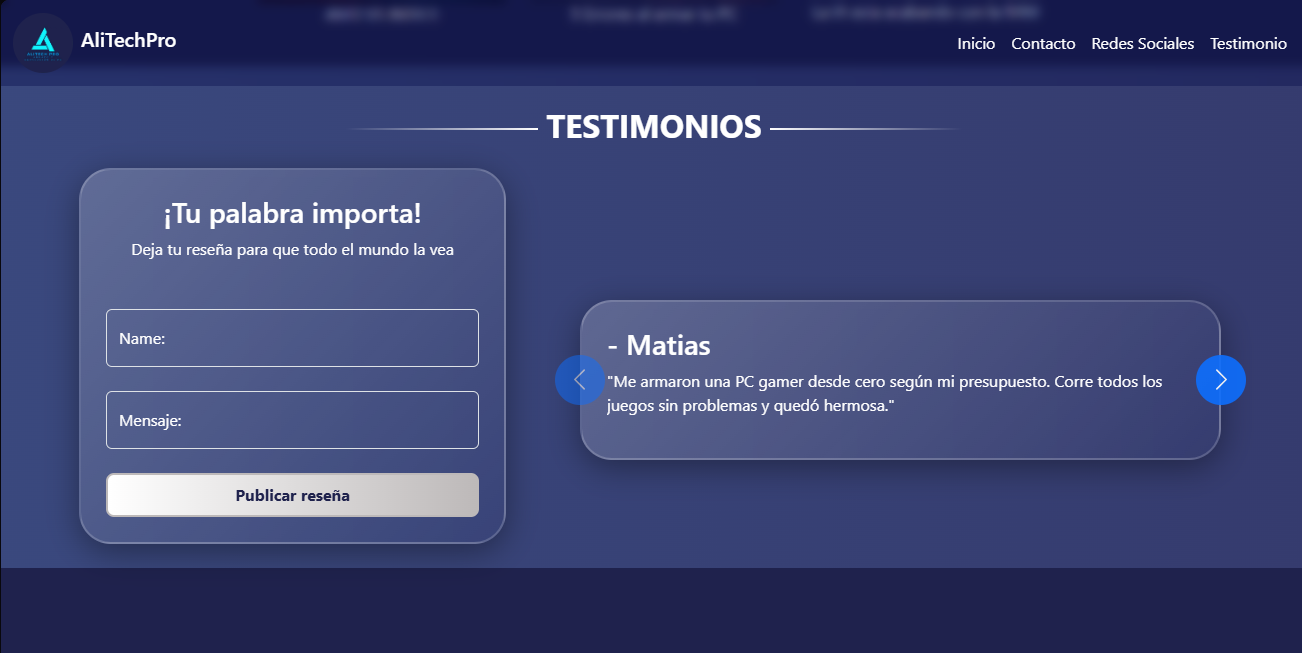 Pagina web de Ali Tech Pro | Punto Norte